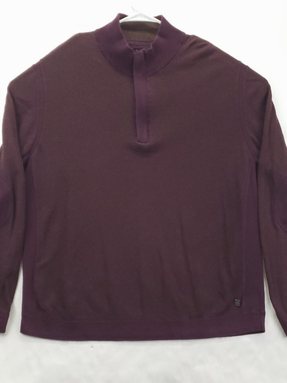 Nat Nast Sweater Mens XL Burgundy Cashmere Elbow Patch Long Sleeve 1/4 Zip